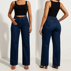 Women's BBL Wide Leg Jeans - High Waisted Butt Lifting Straight Denim, Plus Size, Zero Posterior Gap, Stretchy Slimming Fit