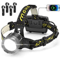 Moko 20000 lumen rechargeable headlamp-80H long battery life detachable, 8 modessuper bright 50W bulb IP68 waterproof 90 °adjustable sensor headlight for outdoorcamping fishing running hunting TacticalFlashlight
