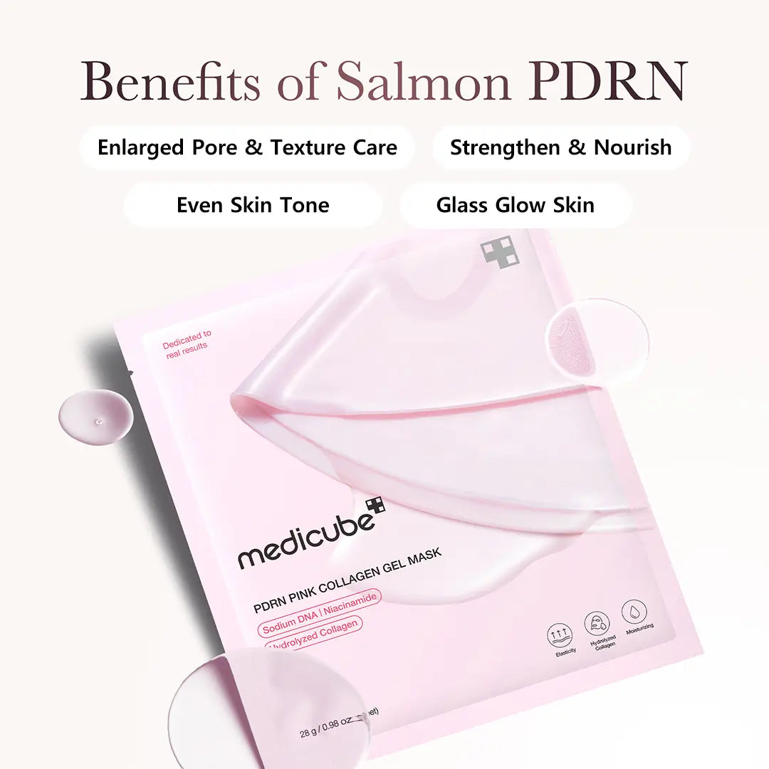 [medicube] PDRN Pink Collagen Gel Mask 4Sheets Salmon DNA Color Changing Pink GlowCollagen Facial Mask Korean Skincare