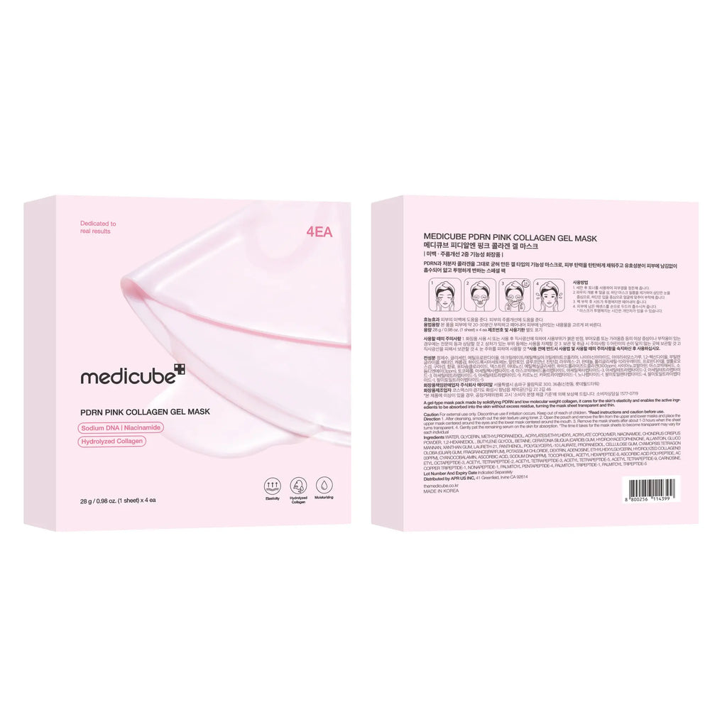 [medicube] PDRN Pink Collagen Gel Mask 4Sheets Salmon DNA Color Changing Pink GlowCollagen Facial Mask Korean Skincare