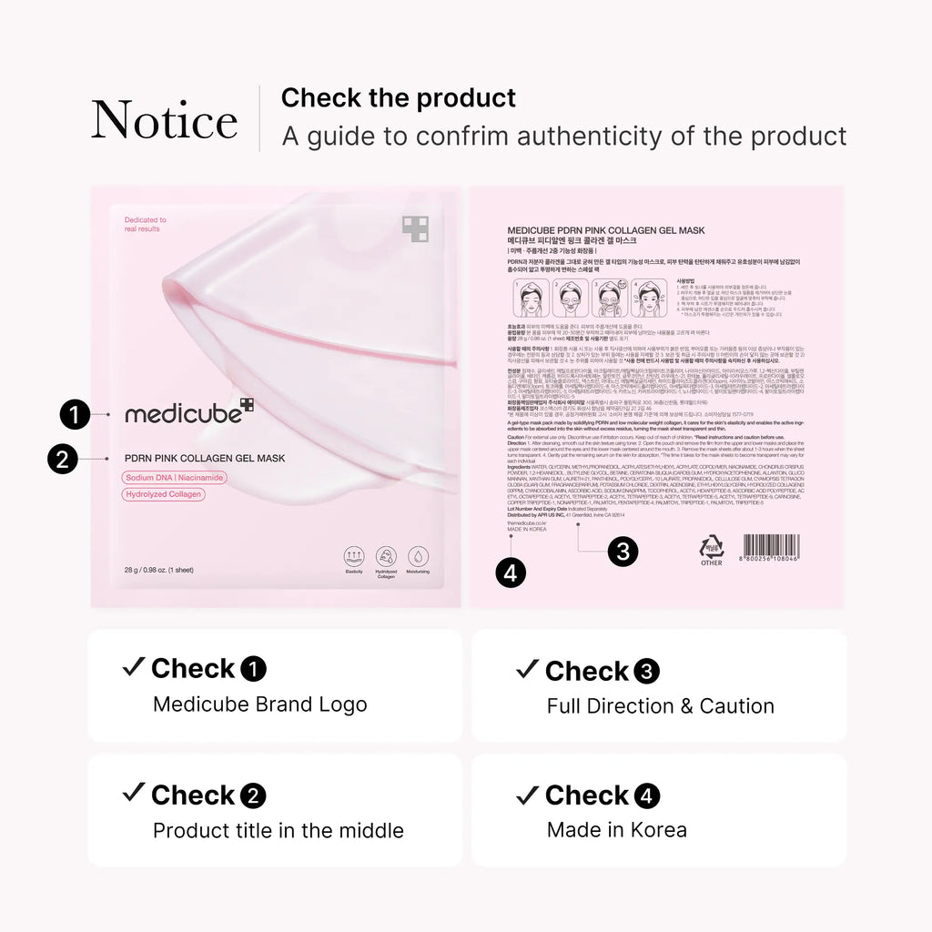 [medicube] PDRN Pink Collagen Gel Mask 4Sheets Salmon DNA Color Changing Pink GlowCollagen Facial Mask Korean Skincare