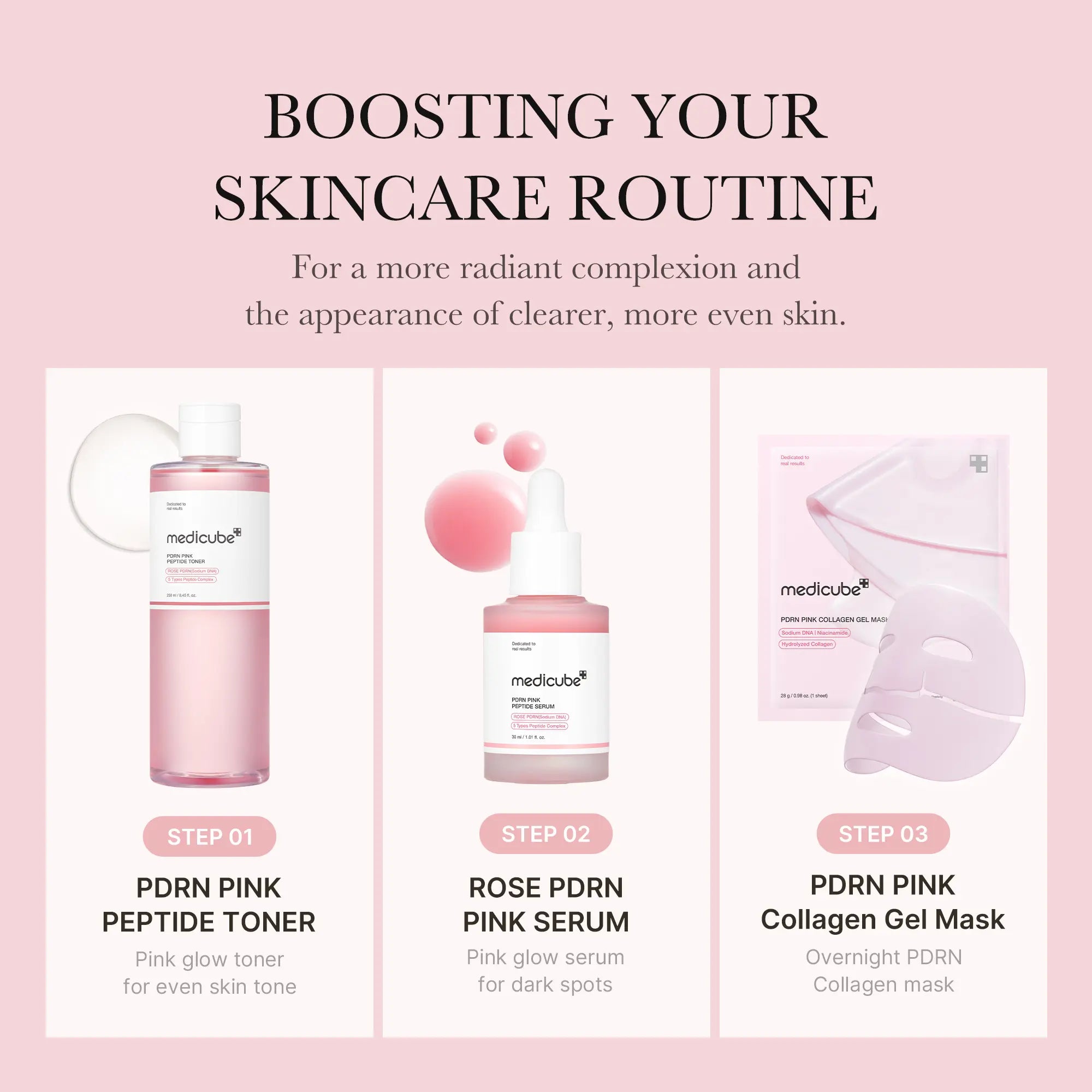 [medicube] PDRN Pink Collagen Gel Mask 4Sheets Salmon DNA Color Changing Pink GlowCollagen Facial Mask Korean Skincare